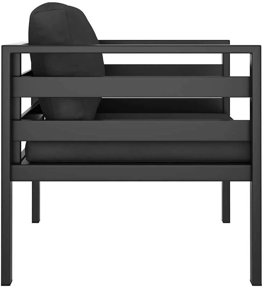 Vienvietė sofa su pagalvėlėmis, antracito spalvos, aliuminis