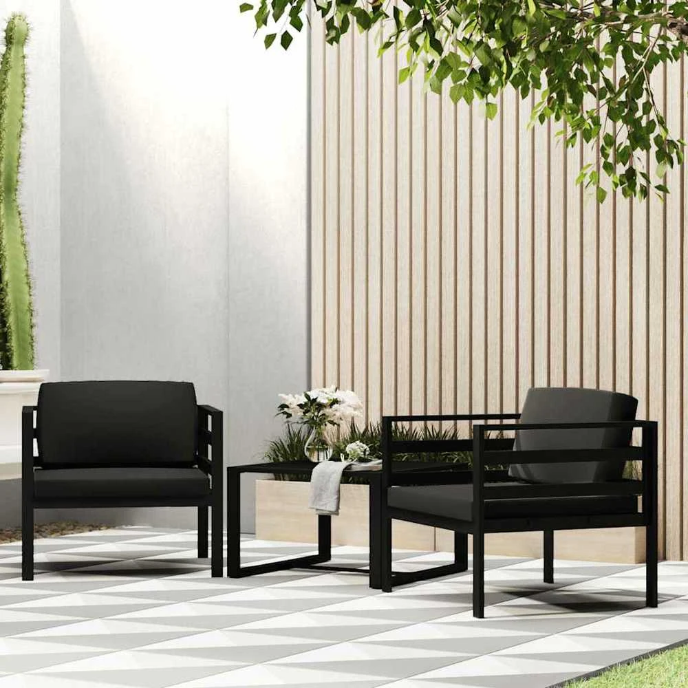 Vienvietė sofa su pagalvėlėmis, antracito spalvos, aliuminis