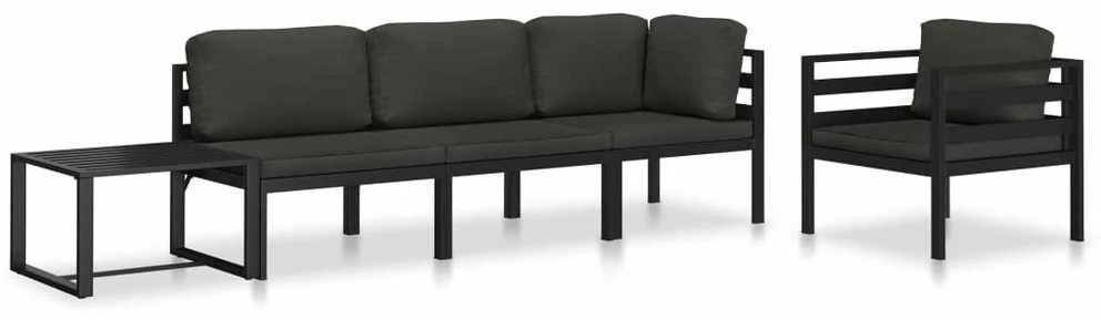 Vienvietė sofa su pagalvėlėmis, antracito spalvos, aliuminis