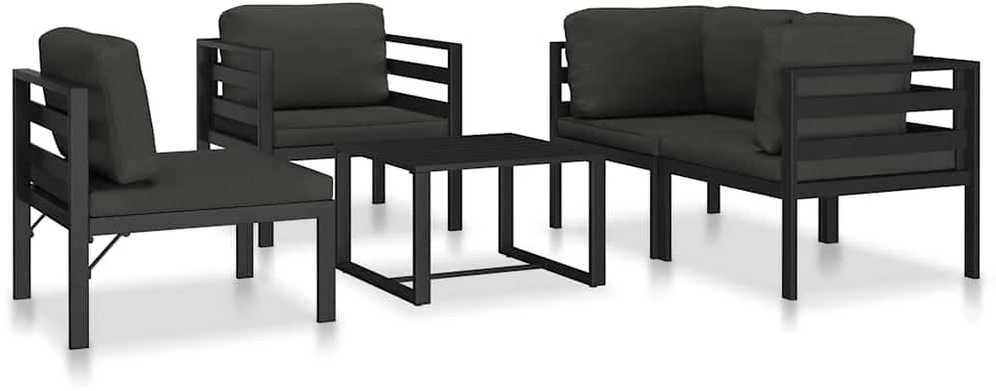 Vienvietė sofa su pagalvėlėmis, antracito spalvos, aliuminis
