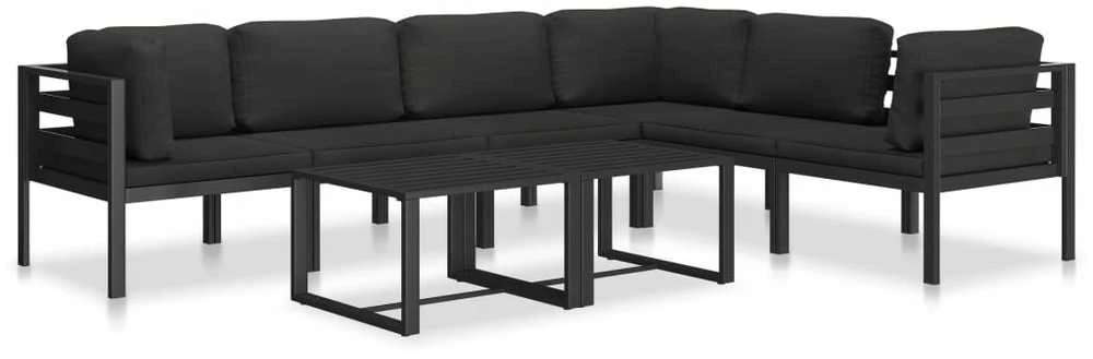 Vienvietė sofa su pagalvėlėmis, antracito spalvos, aliuminis