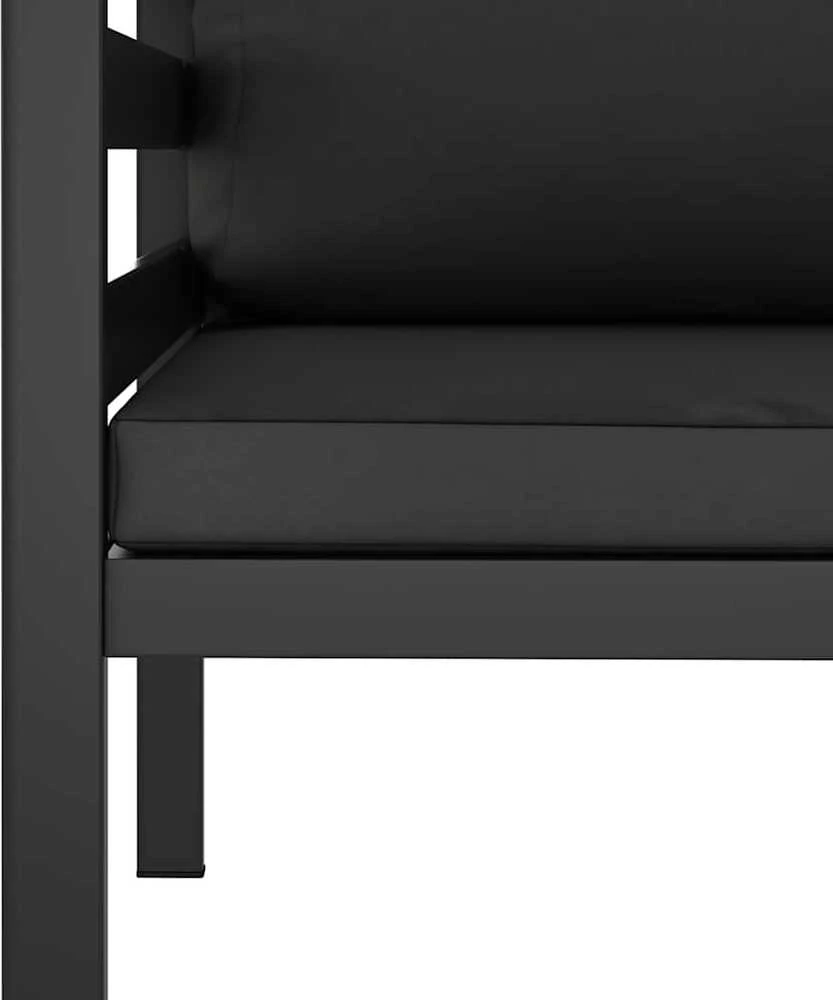 Vienvietė sofa su pagalvėlėmis, antracito spalvos, aliuminis