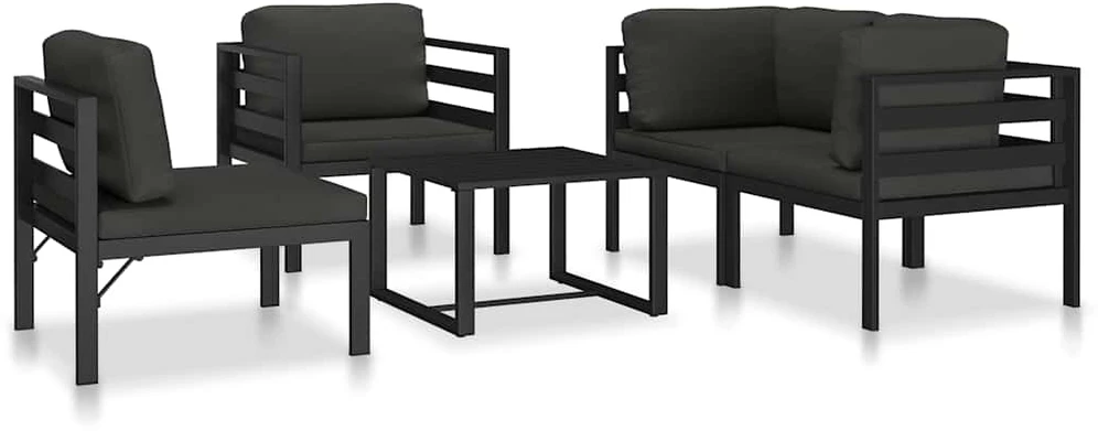 Vienvietė sofa su pagalvėlėmis, antracito spalvos, aliuminis
