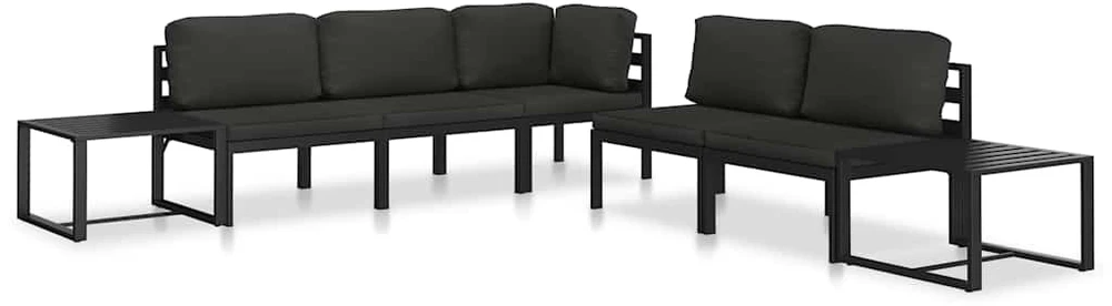 Vienvietė sofa su pagalvėlėmis, antracito spalvos, aliuminis