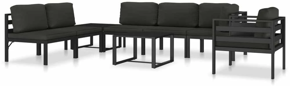 Vienvietė sofa su pagalvėlėmis, antracito spalvos, aliuminis
