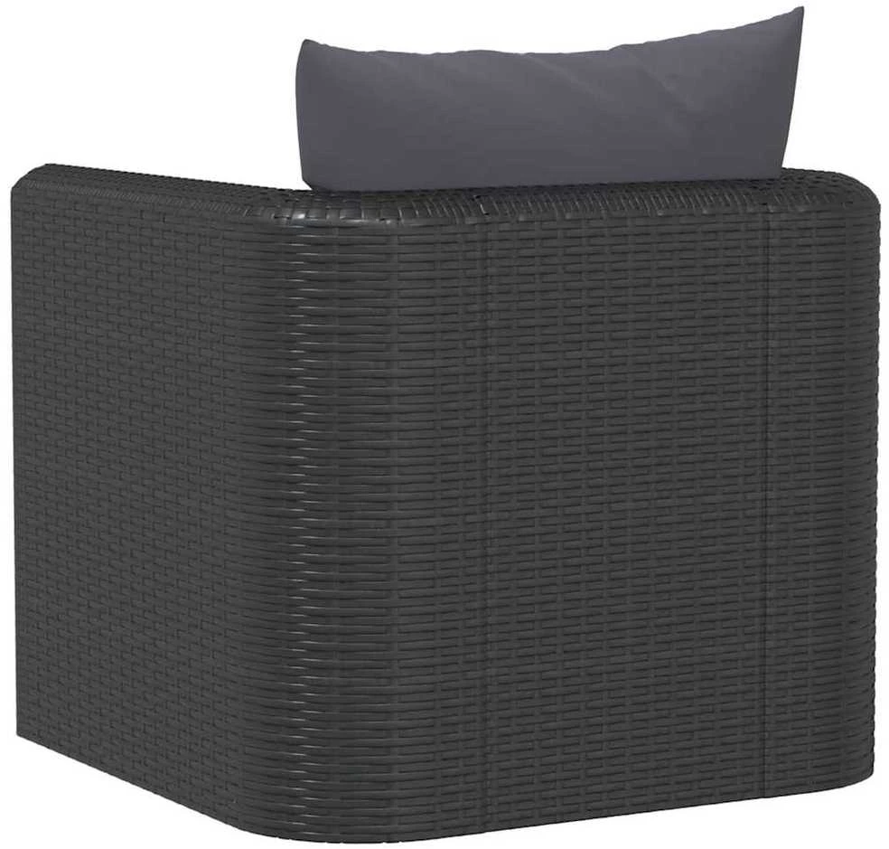 Vienvietė sofa su pagalvėlėmis, juodos spalvos, poliratanas