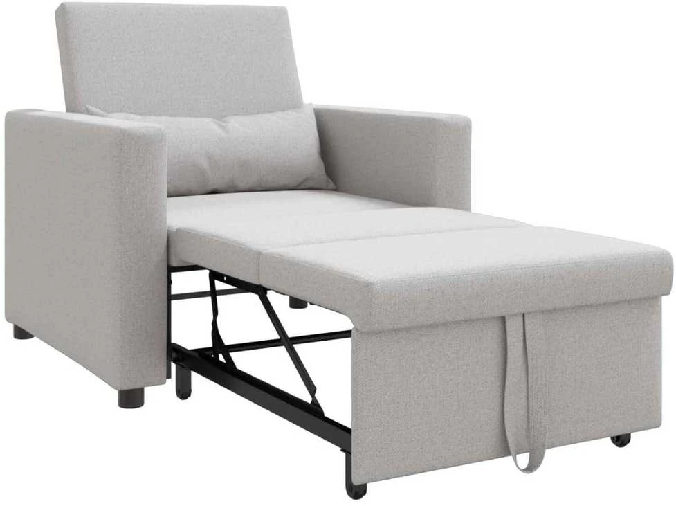 Ištraukiamas sofa-lova vienvietis su ratais Debesų pilka