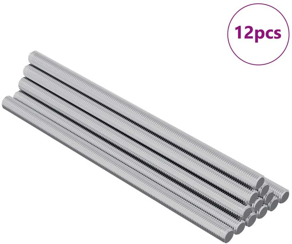 Vijakų strypai 12 vnt. Sidabro M6 x 120 mm Metalas