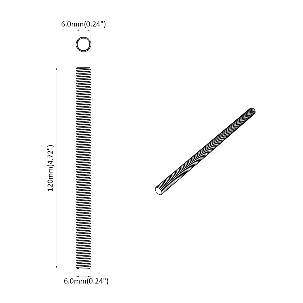 Vijakų strypai 12 vnt. Sidabro M6 x 120 mm Metalas