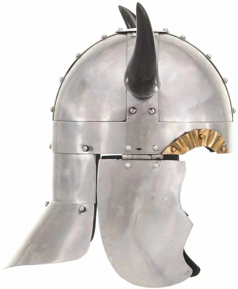 Vikingų šalmas, sidabrinis, plienas, fantastinis