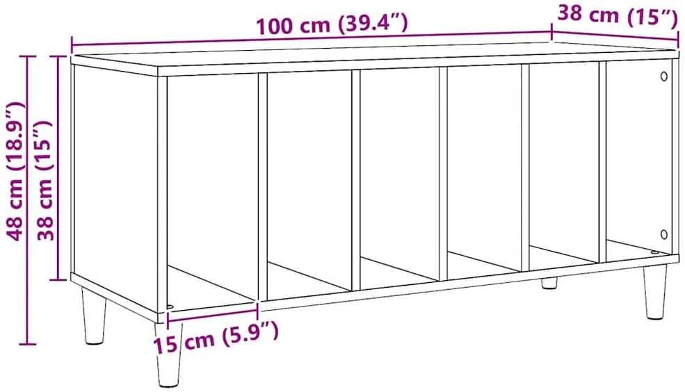 Vinilinių plokštelių spintelė, artisano, 100x38x48cm, mediena
