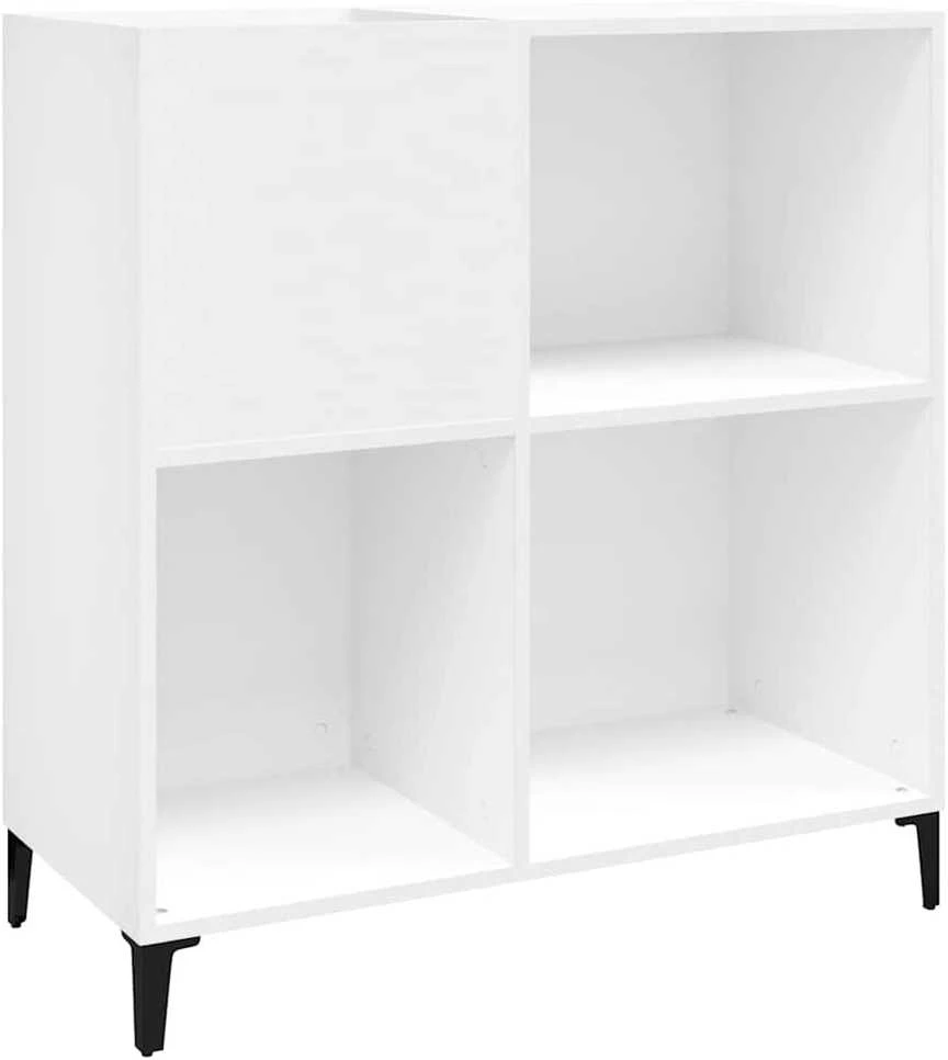 Vinilinių plokštelių spintelė, balta, 84,5x38x89cm, mediena