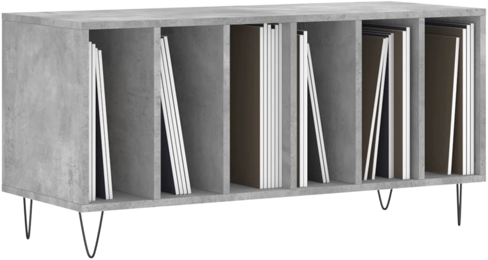 Vinilinių plokštelių spintelė, betono, 100x38x48cm, mediena