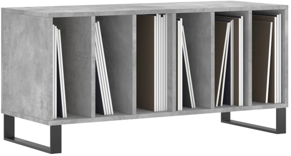 Vinilinių plokštelių spintelė, betono, 100x38x48cm, mediena