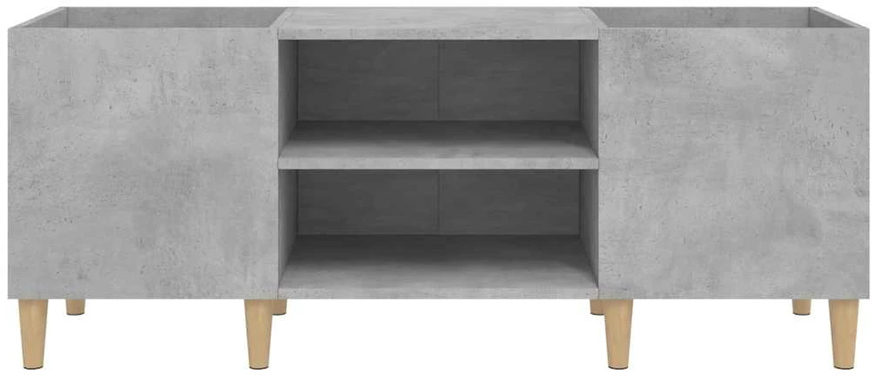 Vinilinių plokštelių spintelė, betono, 121x38x48cm, mediena
