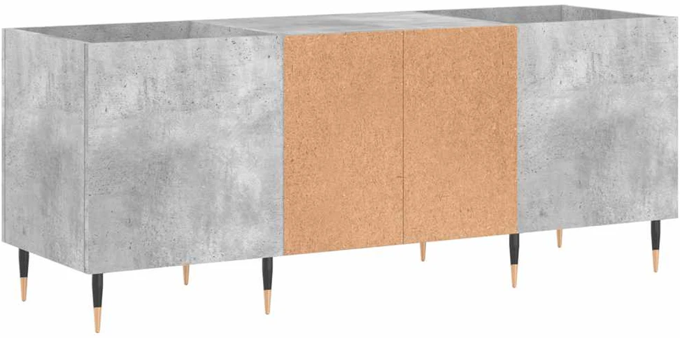Vinilinių plokštelių spintelė, betono, 121x38x48cm, mediena