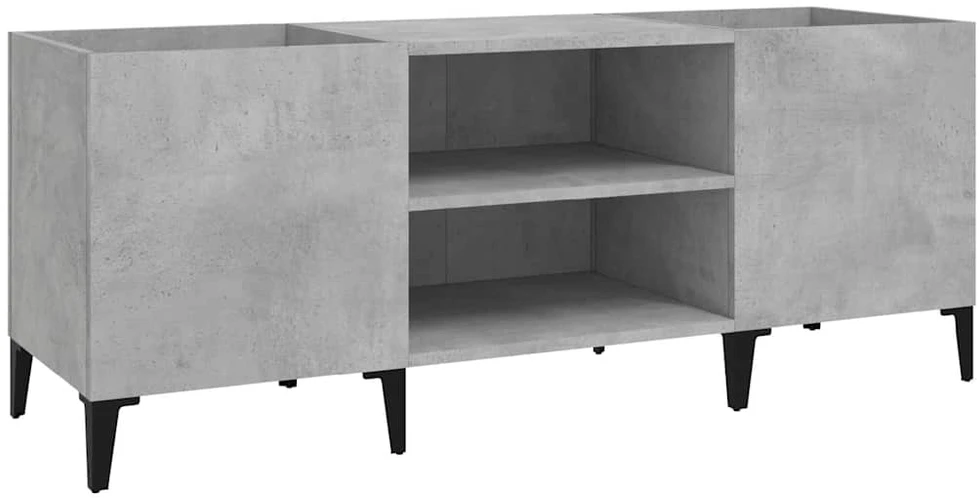 Vinilinių plokštelių spintelė, betono, 121x38x48cm, mediena