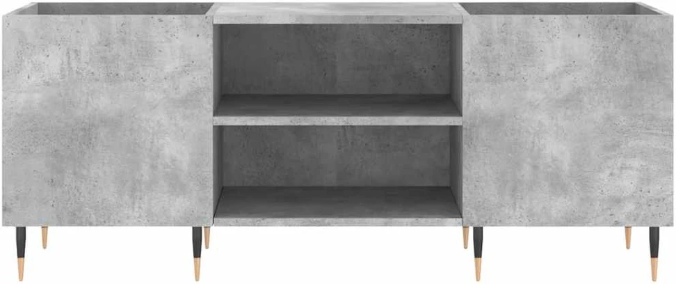 Vinilinių plokštelių spintelė, betono, 121x38x48cm, mediena
