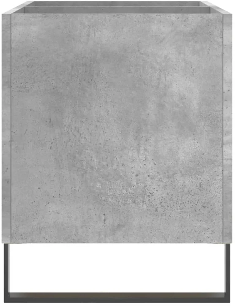 Vinilinių plokštelių spintelė, betono, 74,5x38x48cm, mediena