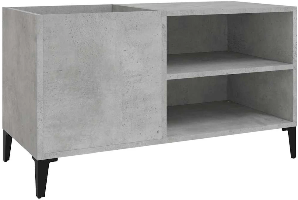 Vinilinių plokštelių spintelė, betono, 84,5x38x48cm, mediena