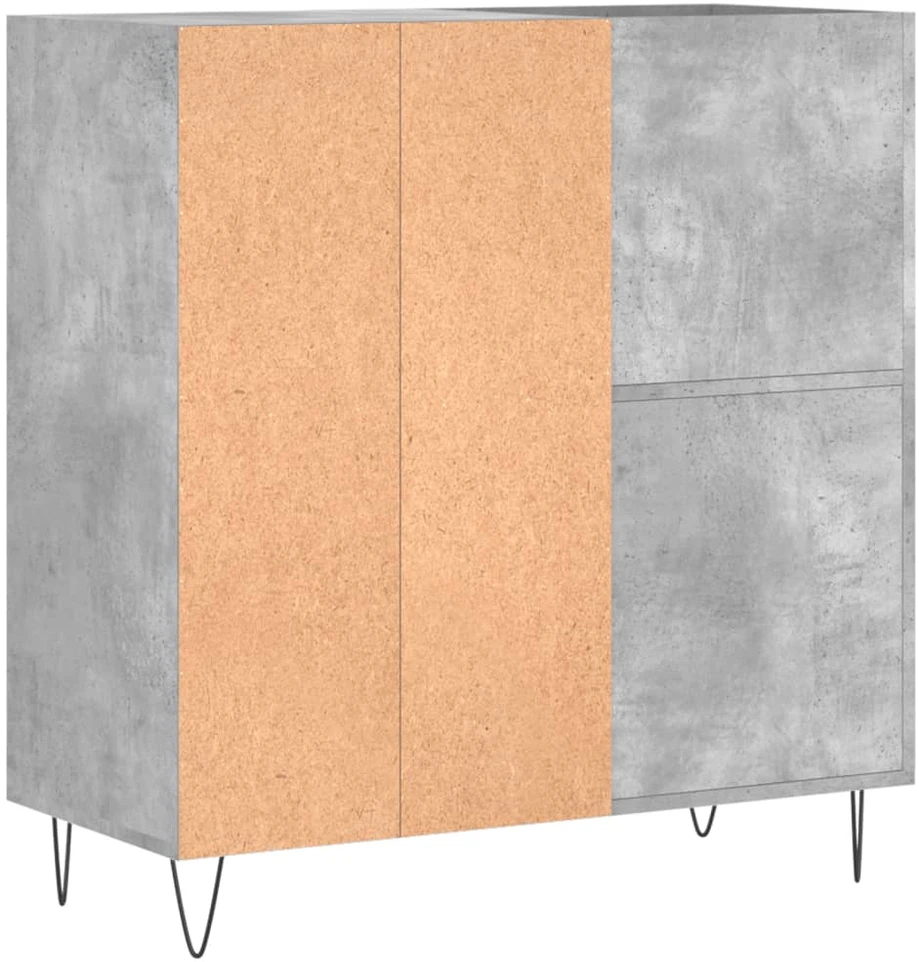 Vinilinių plokštelių spintelė, betono, 84,5x38x89cm, mediena