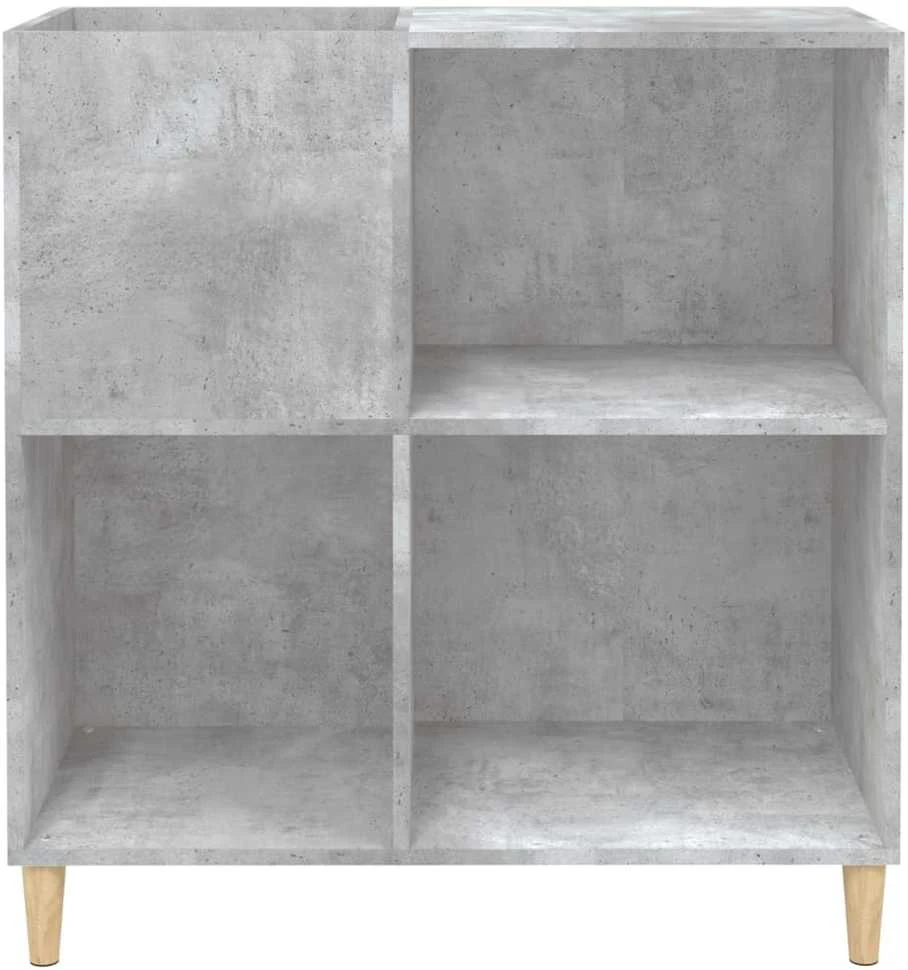 Vinilinių plokštelių spintelė, betono, 84,5x38x89cm, mediena