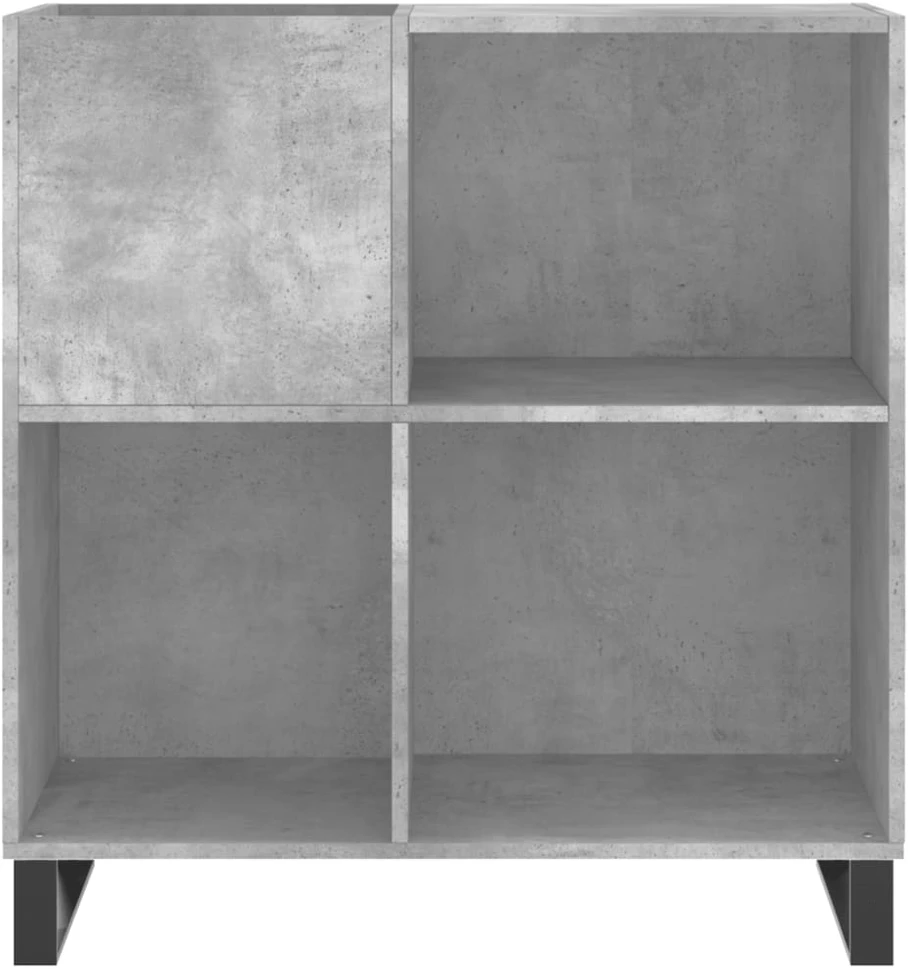Vinilinių plokštelių spintelė, betono, 84,5x38x89cm, mediena
