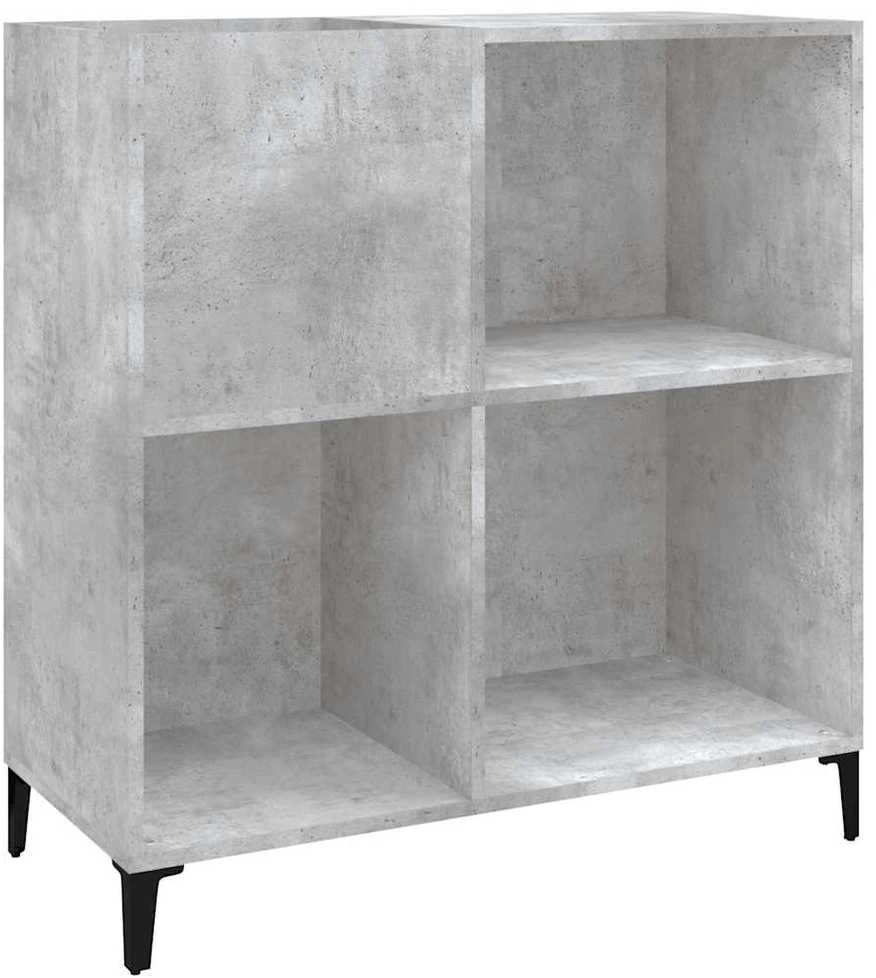 Vinilinių plokštelių spintelė, betono, 84,5x38x89cm, mediena