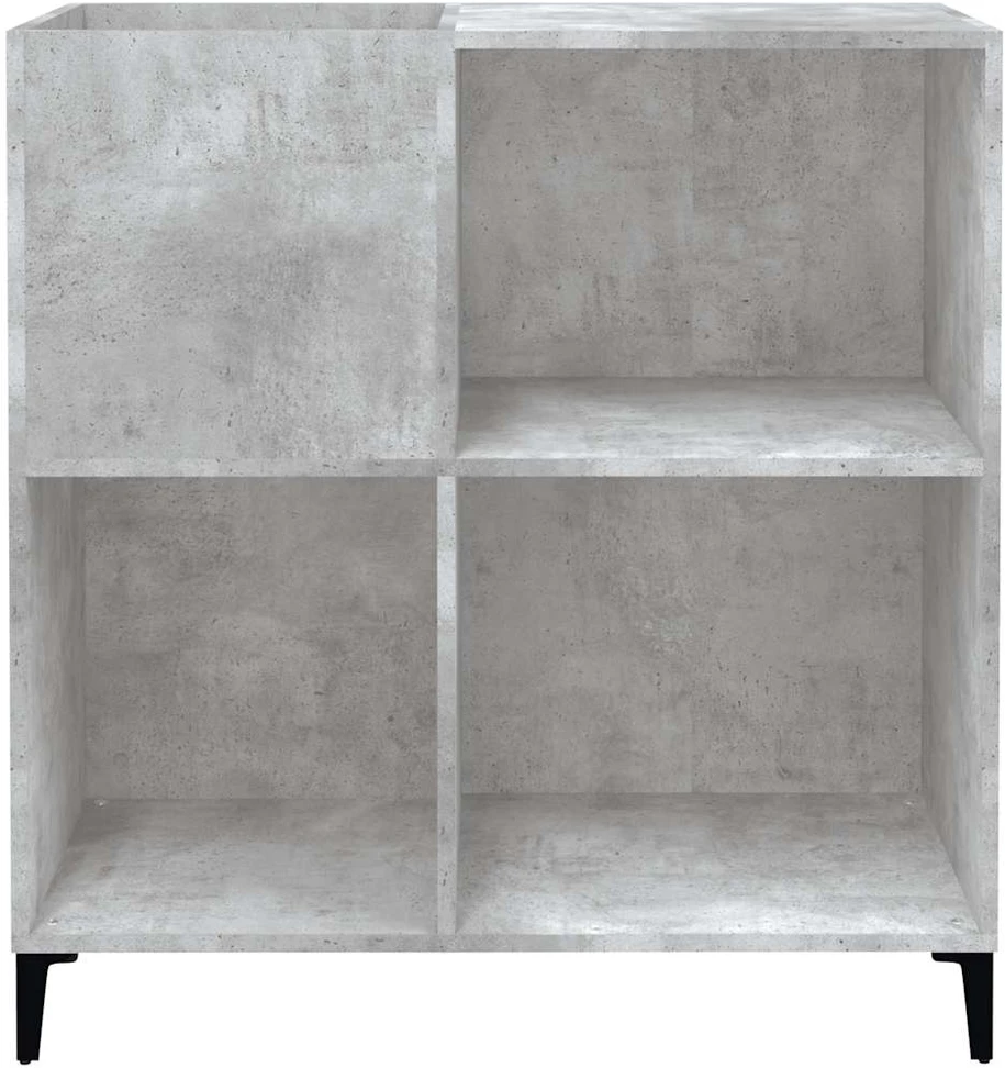 Vinilinių plokštelių spintelė, betono, 84,5x38x89cm, mediena