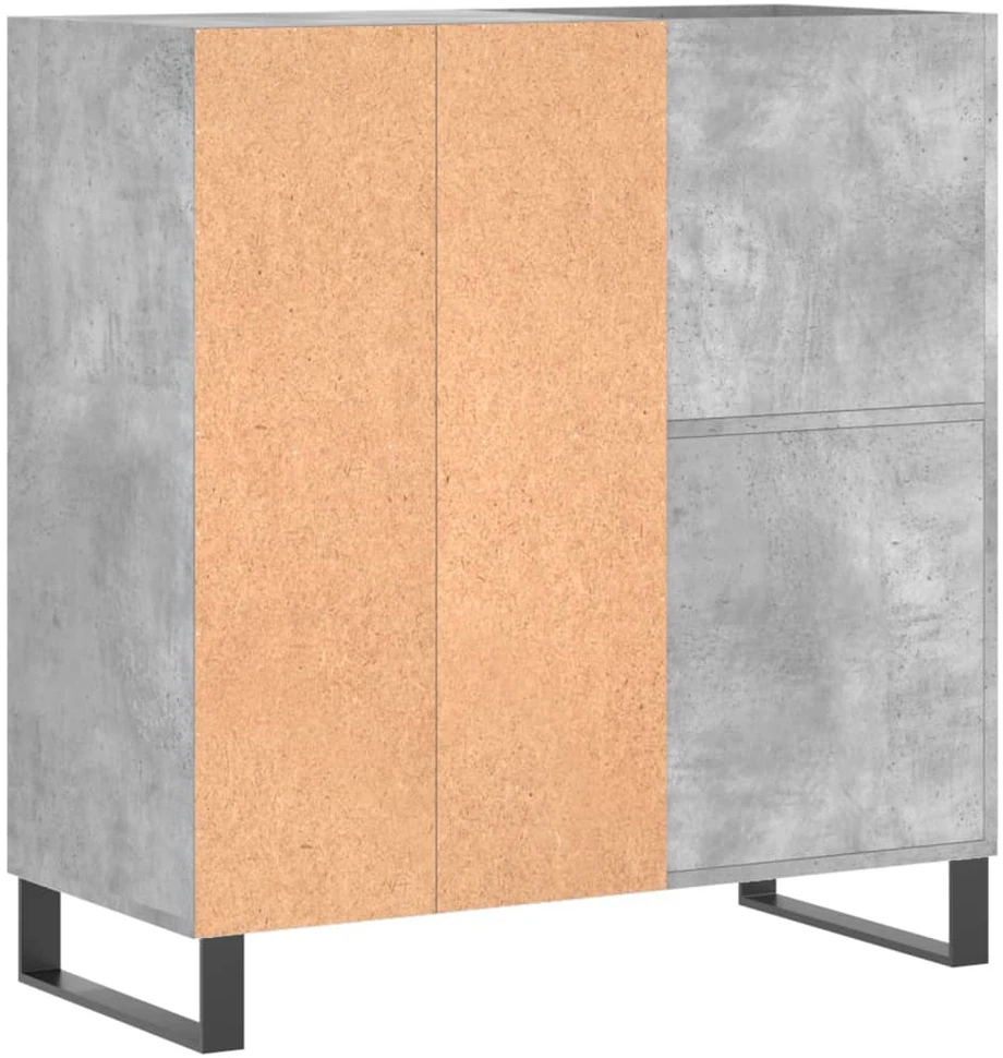 Vinilinių plokštelių spintelė, betono, 84,5x38x89cm, mediena