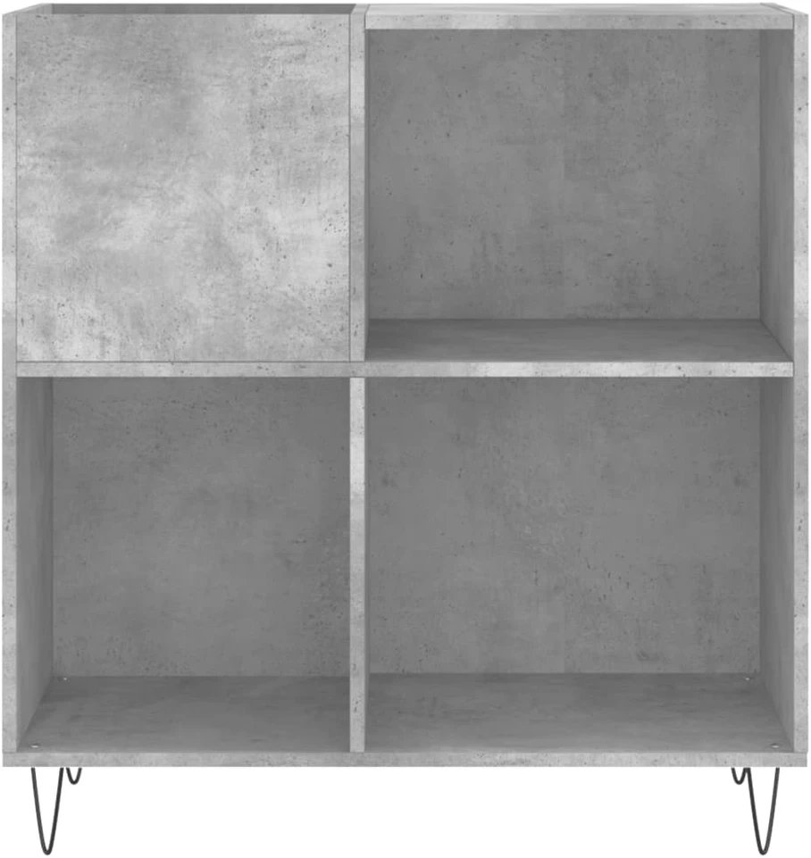 Vinilinių plokštelių spintelė, betono, 84,5x38x89cm, mediena