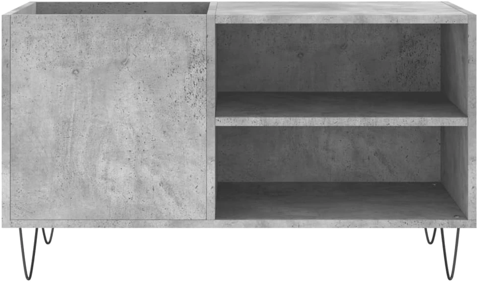 Vinilinių plokštelių spintelė, betono, 85x38x48cm, mediena