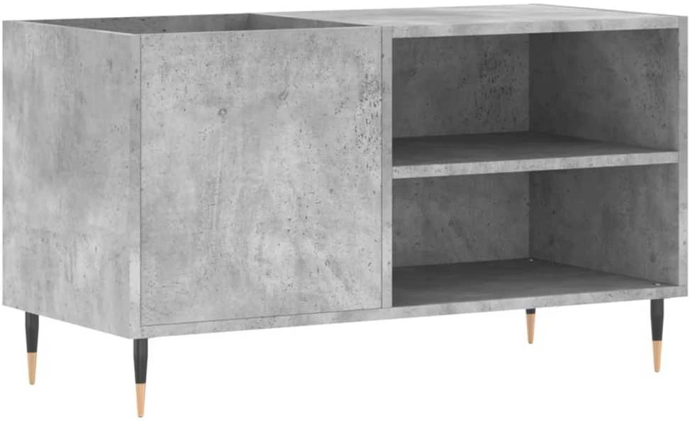 Vinilinių plokštelių spintelė, betono, 85x38x48cm, mediena