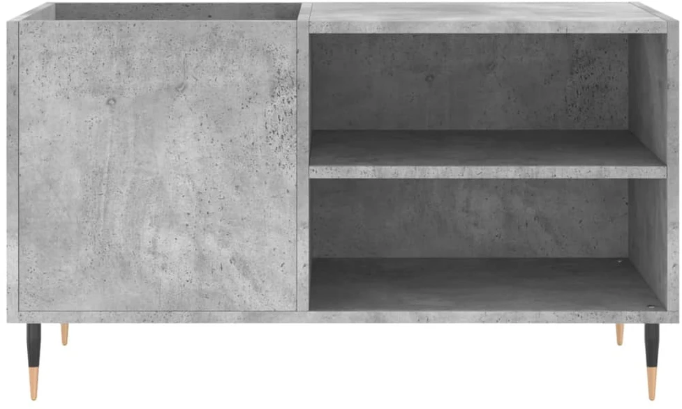 Vinilinių plokštelių spintelė, betono, 85x38x48cm, mediena