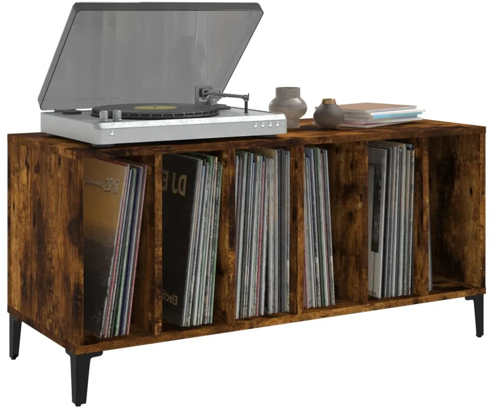 Vinilinių plokštelių spintelė, dūminė, 100x38x48cm, mediena