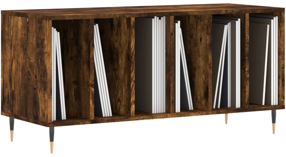 Vinilinių plokštelių spintelė, dūminė, 100x38x48cm, mediena