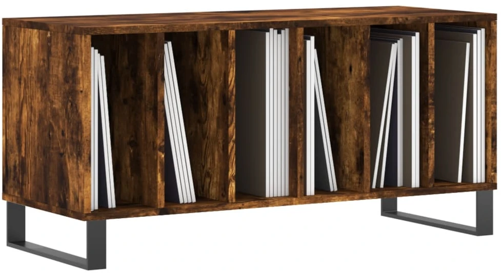 Vinilinių plokštelių spintelė, dūminė, 100x38x48cm, mediena