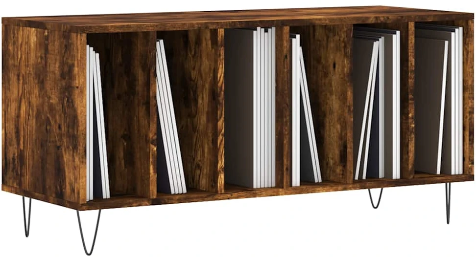 Vinilinių plokštelių spintelė, dūminė, 100x38x48cm, mediena