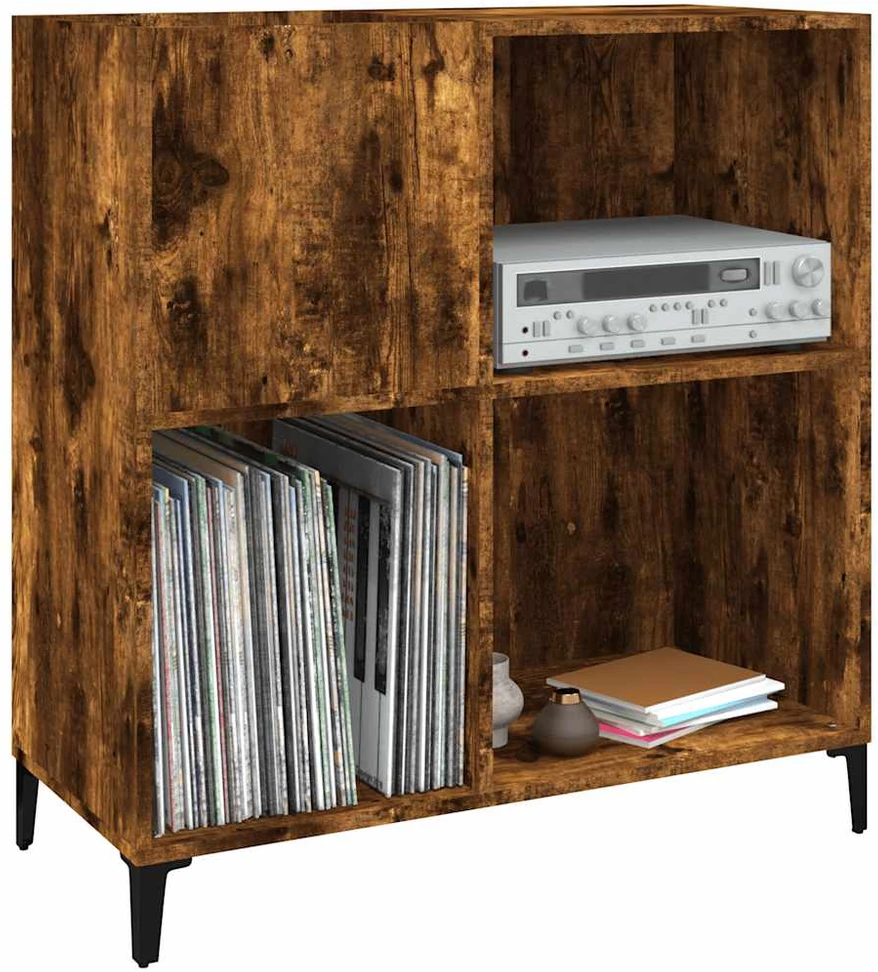 Vinilinių plokštelių spintelė, dūminė, 84,5x38x89cm, mediena