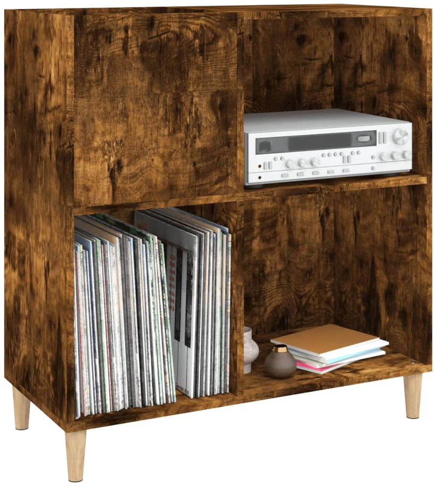 Vinilinių plokštelių spintelė, dūminė, 84,5x38x89cm, mediena