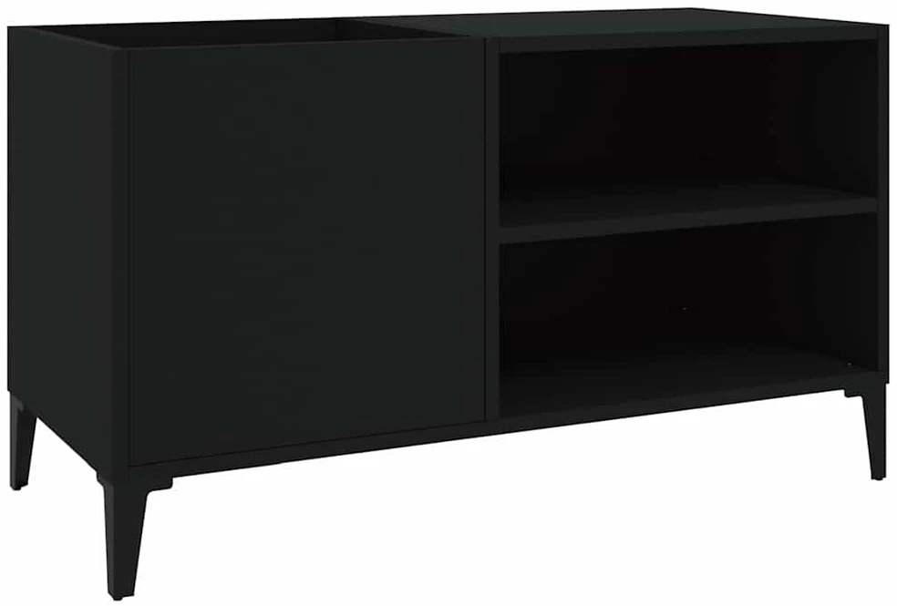 Vinilinių plokštelių spintelė, juoda, 84,5x38x48cm, mediena