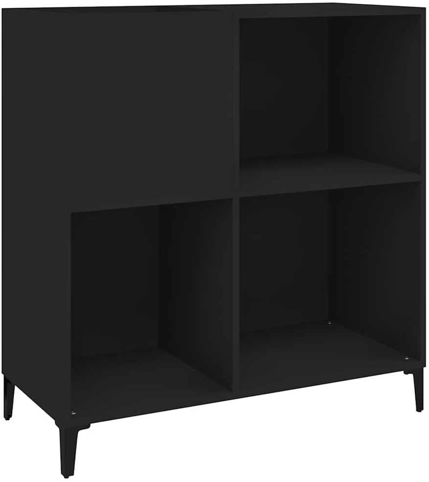 Vinilinių plokštelių spintelė, juoda, 84,5x38x89cm, mediena