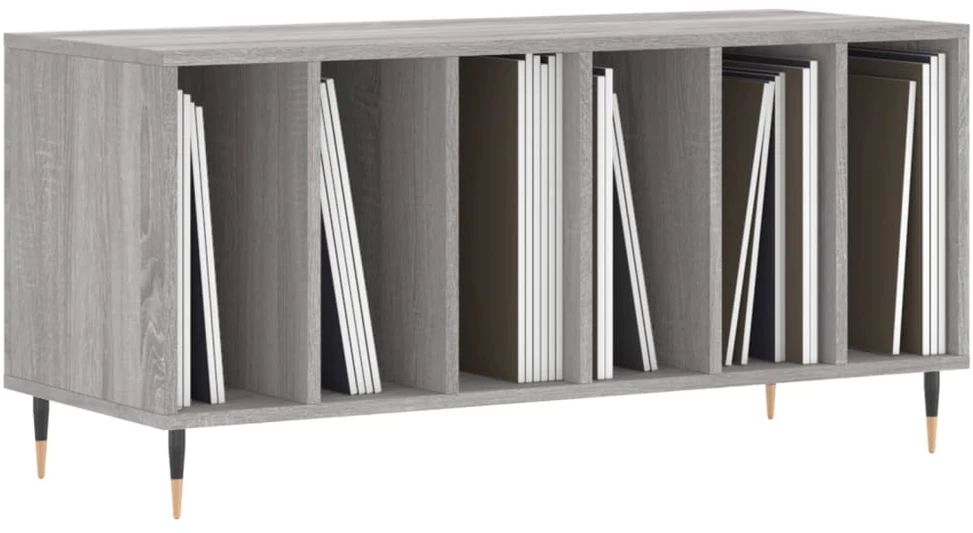 Vinilinių plokštelių spintelė, pilka, 100x38x48cm, mediena