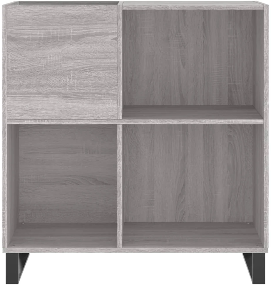 Vinilinių plokštelių spintelė, pilka, 84,5x38x89cm, mediena