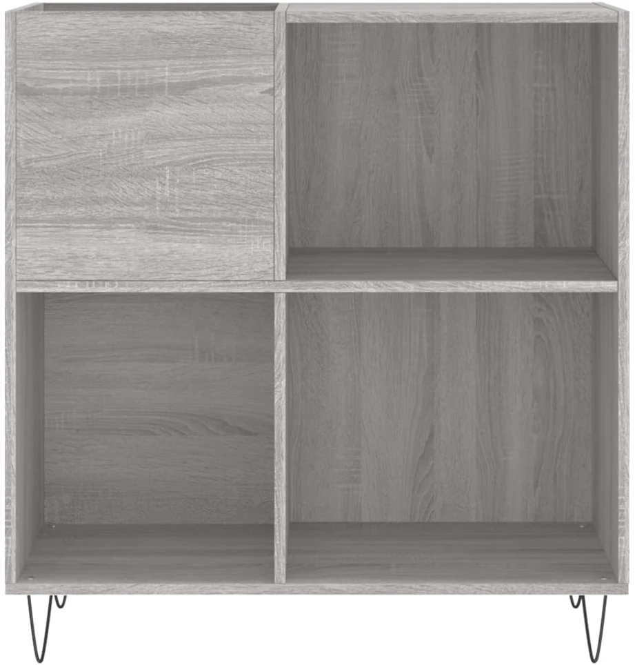 Vinilinių plokštelių spintelė, pilka, 84,5x38x89cm, mediena