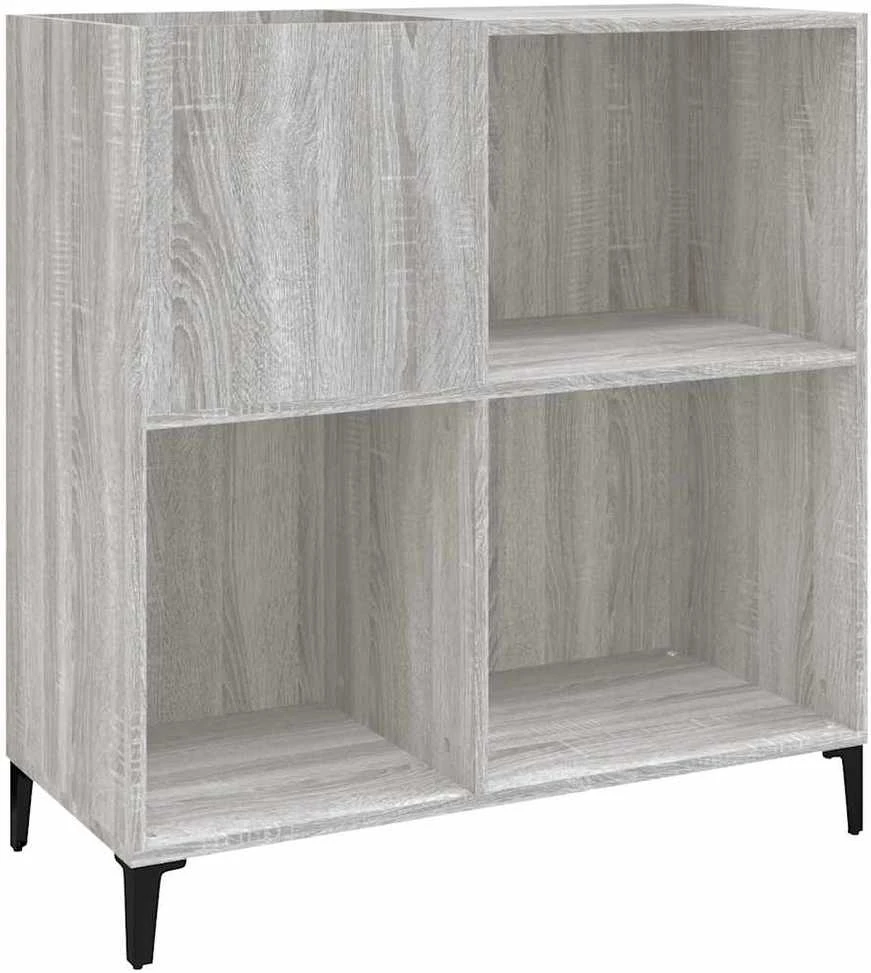 Vinilinių plokštelių spintelė, pilka, 84,5x38x89cm, mediena