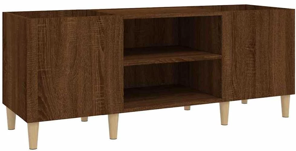 Vinilinių plokštelių spintelė, ruda, 121x38x48cm, mediena