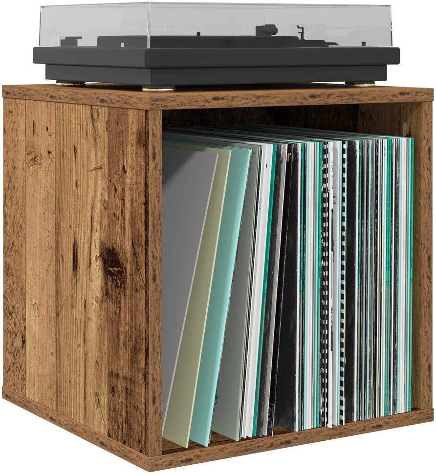 Vinilo albumų dėžė 2 vnt. Ąžuolo mediena 37 x 36,5 x 38 cm