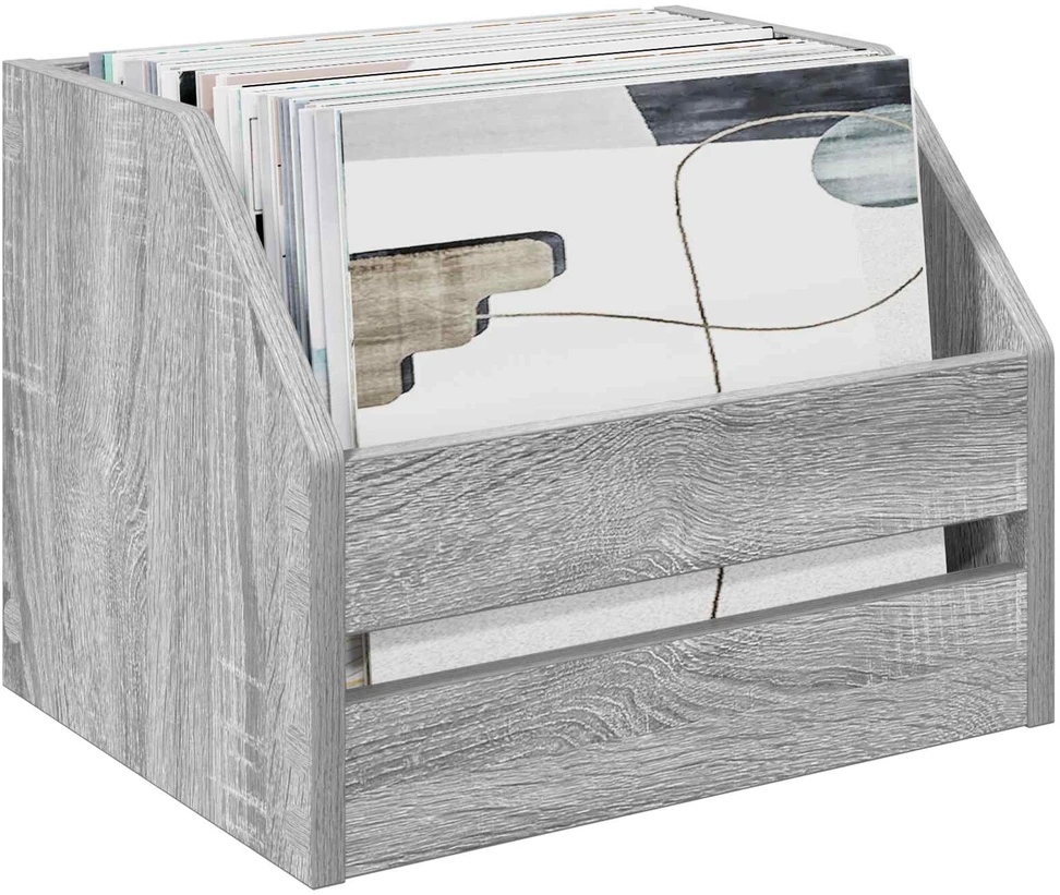 Vinilo albumų dėžė 2 vnt. Pilka Sonoma 38 x 30 x 29 cm