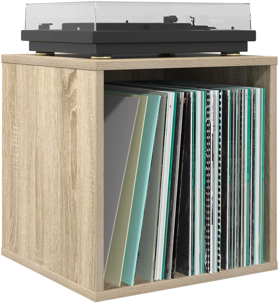 Vinilo albumų dėžė 2 vnt. Sonoma ąžuolas 37 x 36,5 x 38 cm